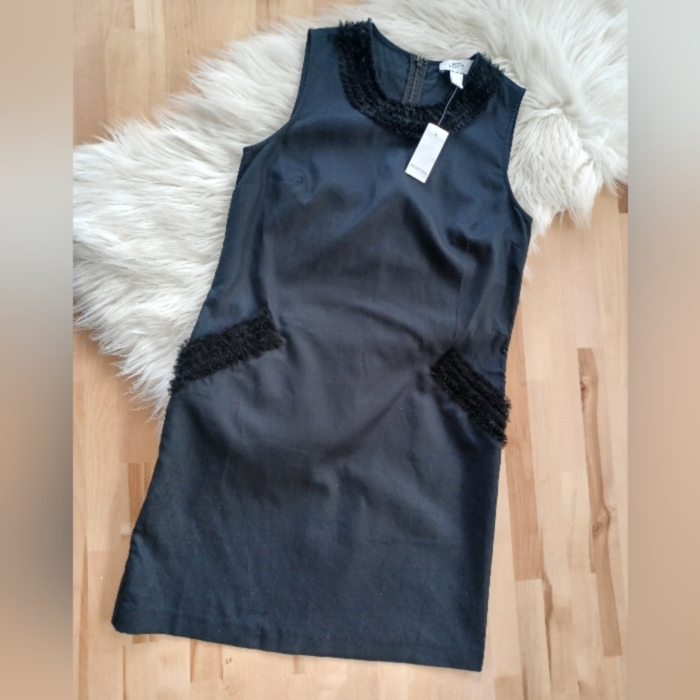 {Ann Taylor} LOFT Black Sleeveless Ruffle Dress